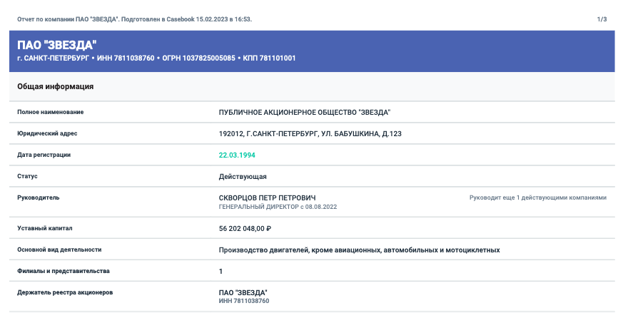 Выписка из ЕГРЮЛ